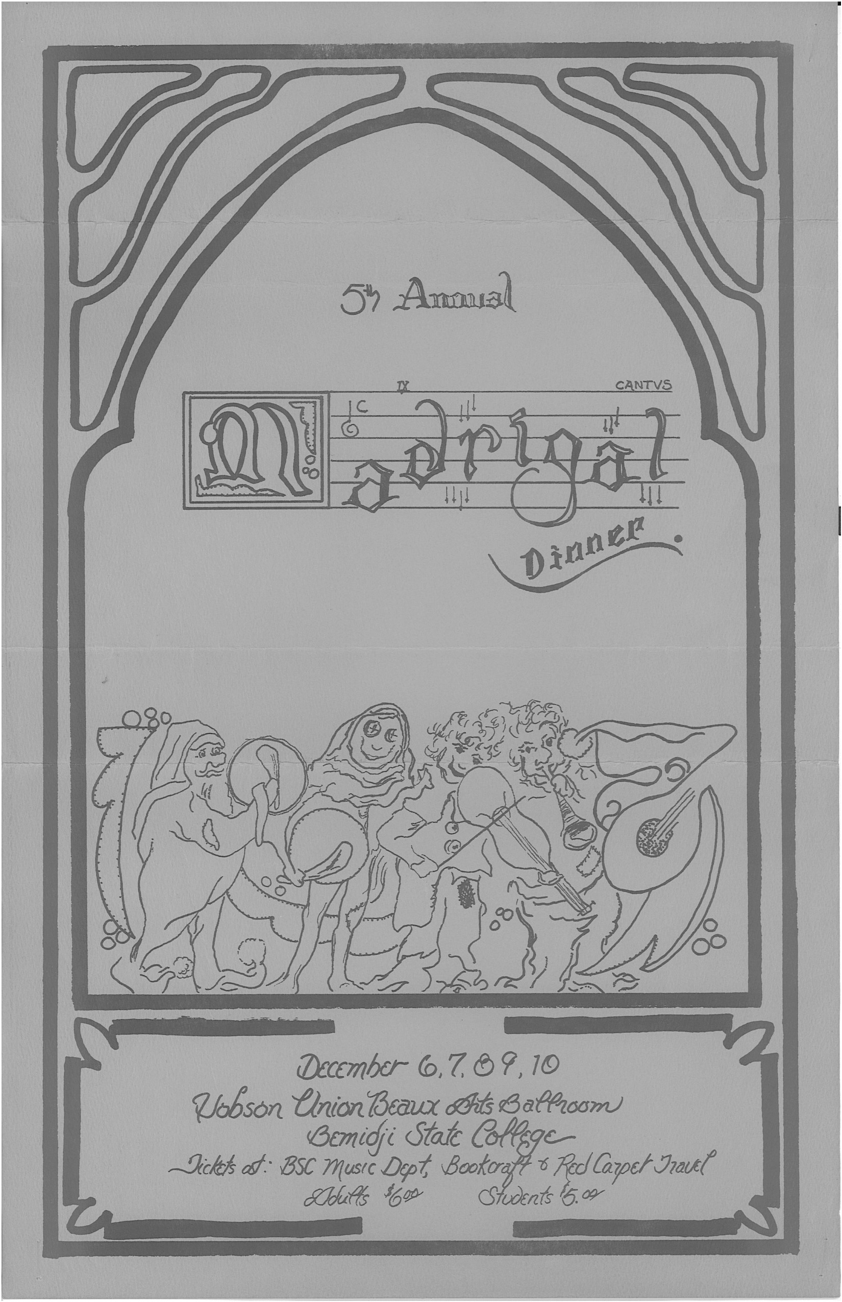 Fifth Annual Madrigal Dinner poster, 1973.