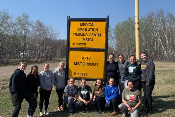 A group of Nursing students gathered at Camp Ripley Training Center.