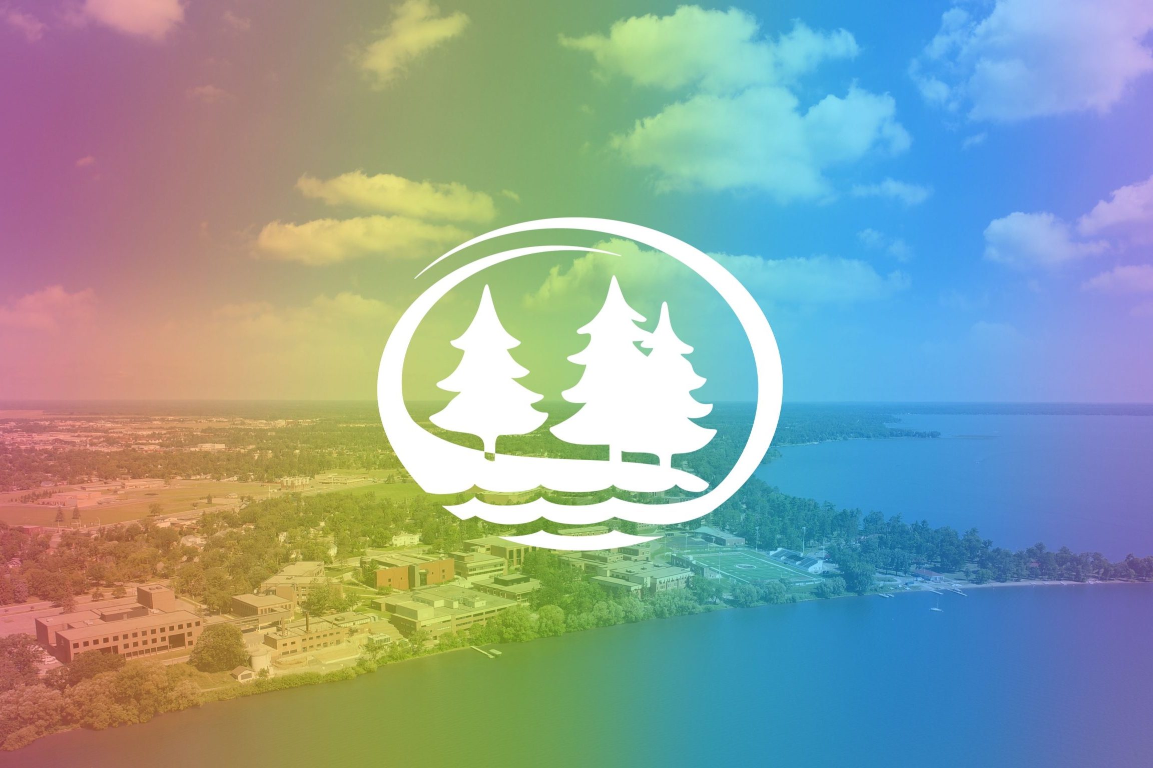 The BSU logo over a rainbow