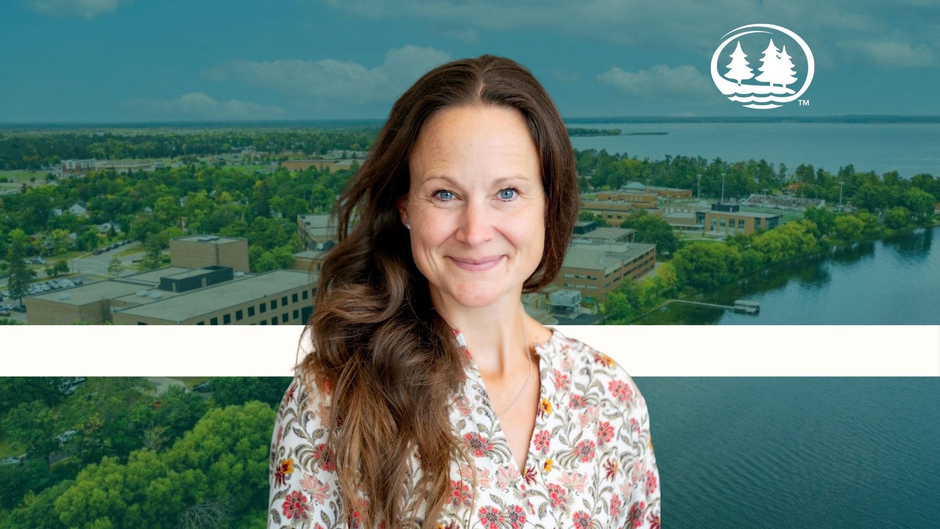 Decoration—photo of Marah Jacobson against an aerial photo of the BSU campus.