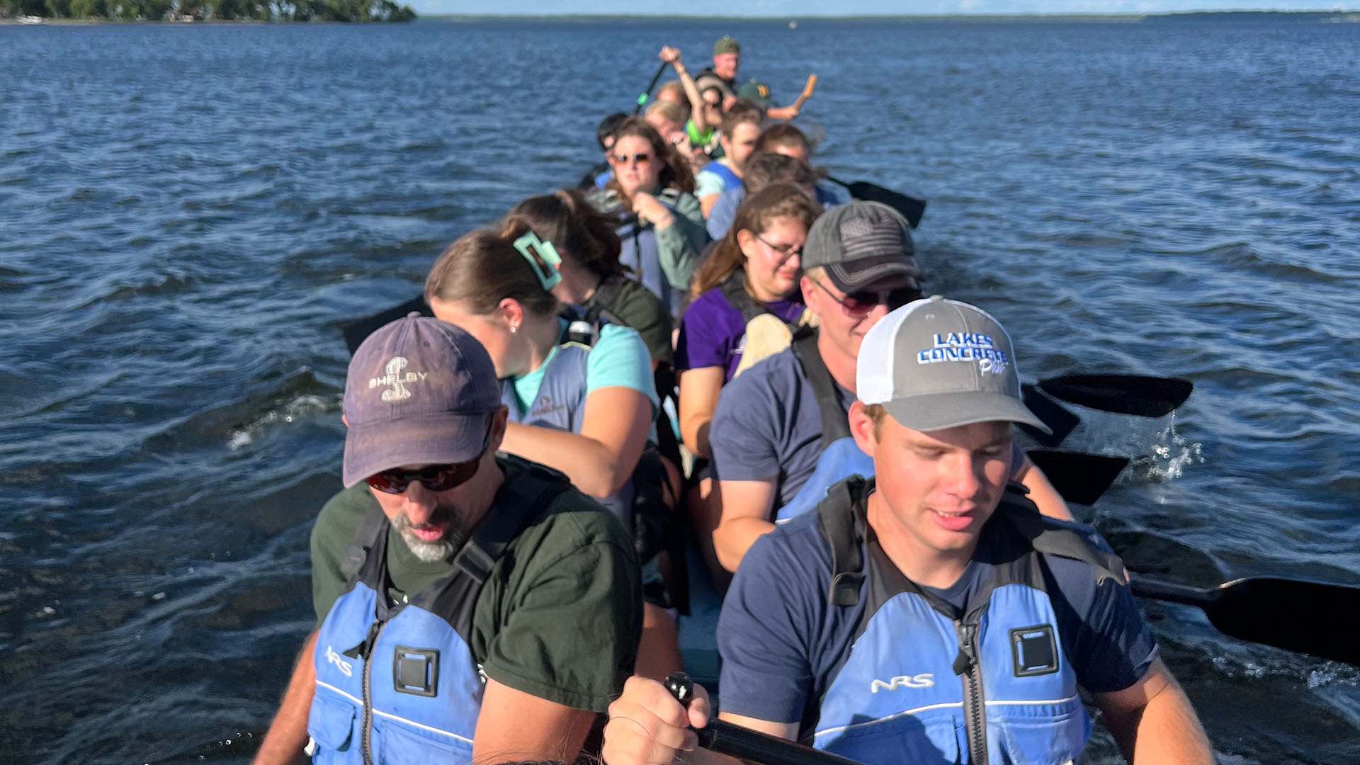 BSU's first two cohorts of Noyce scholars joined forces to compete in the Lake Bemidji Dragon Boat Festival