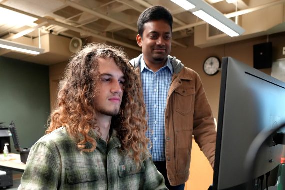 Assistant Professor Ashik Shafi and Student Worker Quinn Knott