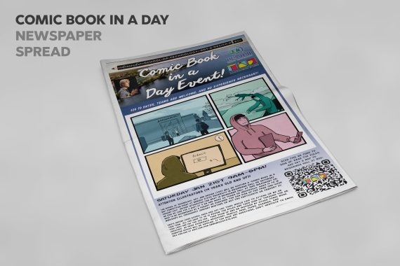 Comic Book in a Day Newspaper Spread